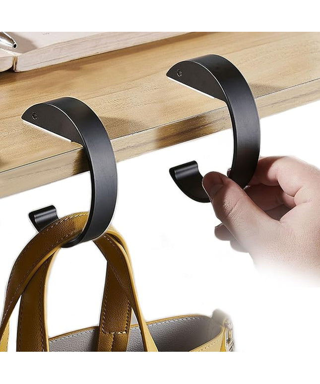 KISOY 2PCS C Shape Purse Hook for Table Handbag Hanger for Desk Heavy Duty Purse Hook Bag Holder Made of high-Strength Alloy Materials Hanger Various Heavy Items Desk Hook (C Shape(2 Black))