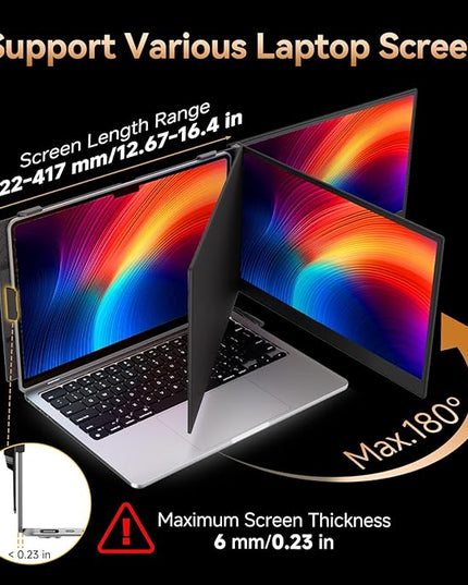 15.3" Laptop Screen Extender, Ultra-thin Portable Monitor FHD 1080P IPS, Dual Screen Extra Travel Monitor for Laptops 13-17" with USB-C/HDMI Port, Plug & Play for Windows/Mac/Android/Switch/PS