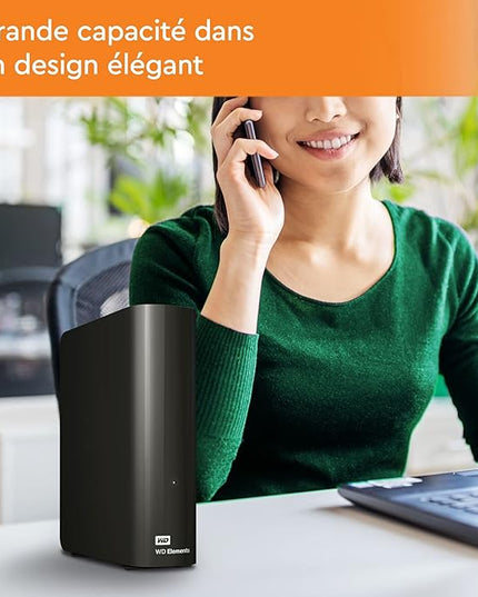 Western Digital 12TB Elements Desktop External Hard Drive, USB 3.0 drive for plug-and-play storage - WDBWLG0120HBK-WESN