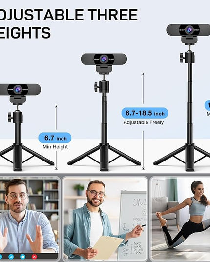 EMEET C960 Webcam with Tripod, 1080P Webcam with Microphone, Adjustable Height Mini Tripod, C960 Web Camera with Privacy Cover, Plug & Play with Stand for Zoom/Skype/YouTube/FaceTime