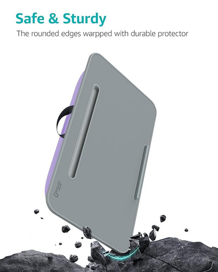 Istudyniture Lap Desk | Portable Laptop Desk & Stand – Fits Up to 17 inch – Washable Cushion, Built-in Phone Holder – for Bed, Couch, Sofa, Floor – Writing, Reading, Home Office – Large, Purple
