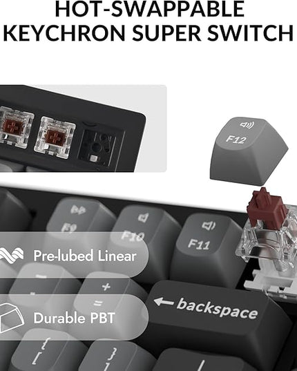 Keychron K10 Max Wireless Custom Mechanical Keyboard, QMK 2.4 GHz Bluetooth Full-Size with Hot-swappable Keychron Super Brown Switch Compatible with Mac Windows Linux (RGB Backlit)