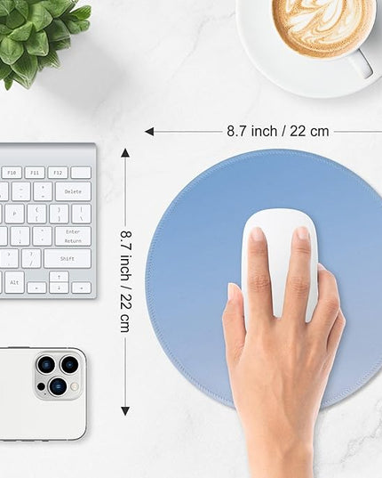 ITNRSIIET Mouse Pad Non-Slip Rubber Base Smooth Surface Stitched Edges Waterproof Durable Compatible with All Mice for Office & Gaming, Desk Accessory, Diameter 8.7 inch, Azure Gradient