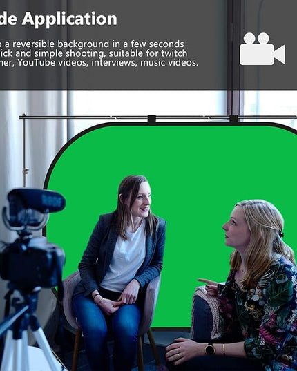 5X 6.5ft Portable Green Screen Backdrop Double-Sided 2-in-1 Blue Screen Pop Up Chromakey Backdrops Collapsible and Reversible Background for Photography,Live Streaming,5’×6.6’/1.5×2m