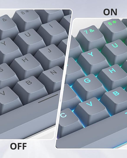 Guffercty kred 61-Keys PBT 60% Keycaps 60 Percent Shine-Through OEM Profile Keycaps Backlit US Layout for 60% Mechanical Keyboard (61 Grey Black)