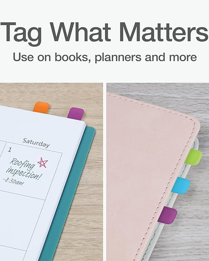 Redi-Tag Write-On Tabs, Permanent Adhesive Index Tabs, Tropical Colors: Purple, Green, Blue, Dark Blue, Orange, 1" x 7/16", 390 Pack (1009305)