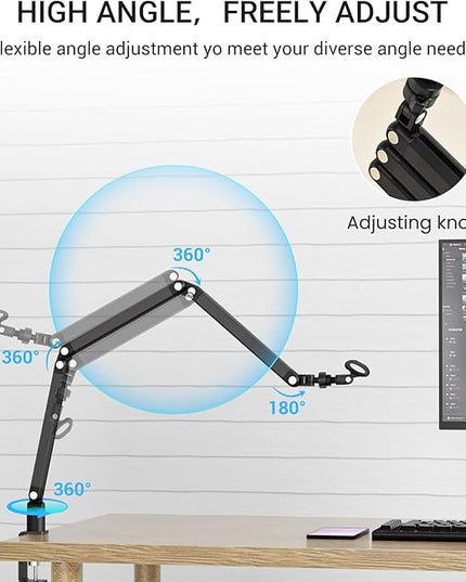 Adjustable Mic Arm, 30 Inch Rotatable Desktop Stand With Cable Management And 3/8 "5/8" Thread, Suitable For Lightweight Microphones Weighing Up To 3 Pounds, Suitable For Streaming, Podcasting, Gaming