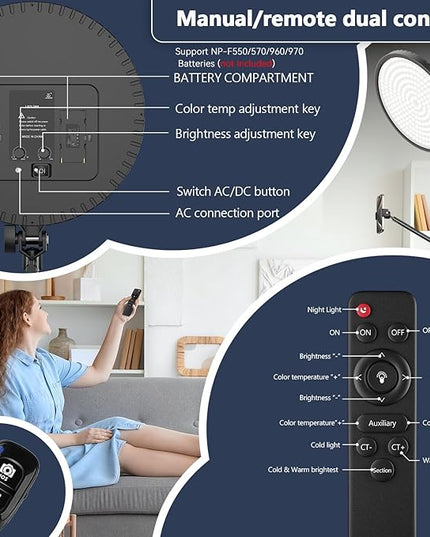 Large Ring Light Professional 55W with 72" Tripod Stand,Full-Screen Selfie Ring Light All-Purpose Stand for Live Stream, YouTube, TikTok, Video Recording with Remote (red-001,13)