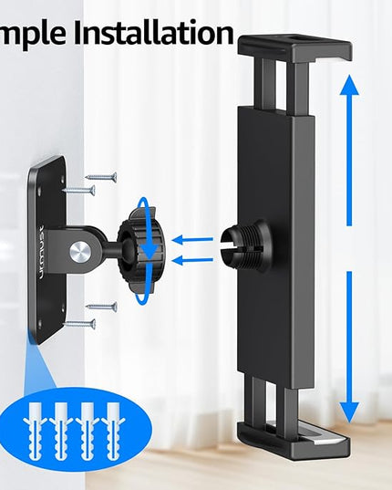 Urmust Universal Tablet Wall Mount Holder, 360° Adjustable, for 4.7-13" Devices, iPad, Galaxy Tab,Sturdy Aluminum Wall Phone Holder, ipad Wall Mount for Home, Office & Public Spaces