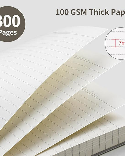 EMSHOI B5 Spiral Notebook College Ruled Lined Journal, Large 7.48" X 10.15", 300 Pages/150 Sheets, 100gsm Thick Paper, Waterproof Hardcover, for Office School Women Men Work Writing Notes, Coffee