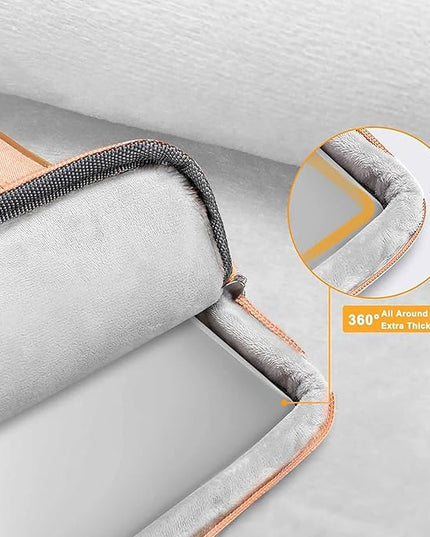 MOSISO 360 Protective Laptop Shoulder Bag,15-15.6 inch Computer Bags Compatible with MacBook Pro 16 inch, HP, Dell, Lenovo, Asus Notebook,Side Open Messenger Bag with 4 Zipper Pockets, Pastel Orange