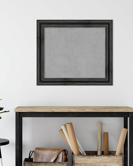 Amanti Art Black Framed Magnetic Board 25x29 Medium Vision Board for use with Magnets, 100% Metal Sheet to Display Items as Office Decor or for Home Organization in mudroom, Kitchen or Kids Room