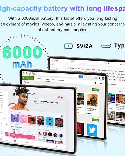 2025 Tablet, 10 Inch Android Tablet 20GB RAM+128GB ROM+1TB Expand, Octa-Core Android 14 Tablets with Keyboard, Mouse, HD IPS Touchscreen, 6000mAh, BT 5.0, WiFi 6, Widevine L1, Split Screen -Rose Red