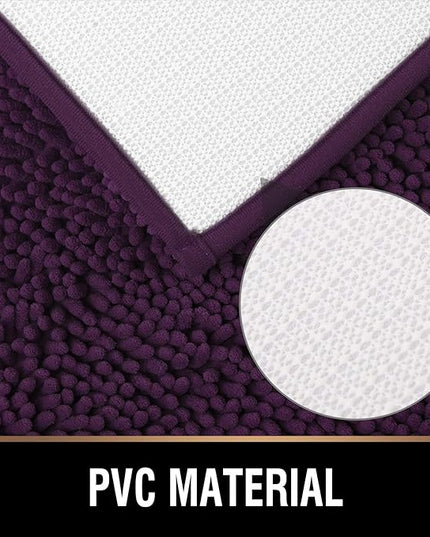 MAYSHINE Round Area Rug Set for Bathroom | Soft Plush Chenille Bath Mat, Water Absorbent Non-Slip Bathroom Rug | Washable Shag Carpet for Shower, Bedroom, or Home Décor | 36"x36" (Round) | Plum