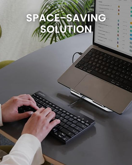 Perixx PERIBOARD-426C Wired Mini Low Profile Keyboard - 10.87x5.43x0.55 inches Dimension - 4.9ft USB C Cable - US English