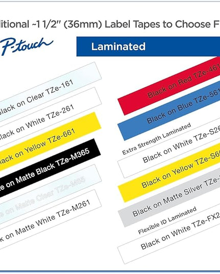 Brother P-Touch TZe-M261 Black Print on Matte White Label Tape 1.4” (36mm) Wide x 26.2’ (8m) Long