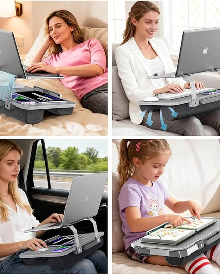 V-Hold Laptop Lap Desk, Portable Laptop Desk for Bed, FIts up to 17" Laptops & MacBook, Lightweight Lap Tray Table with Pillow Cushion for Bed & Couch