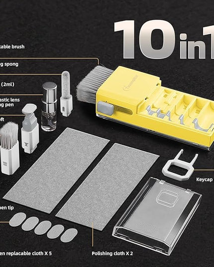 Laptop Screen Keyboard Cleaner Kit, All in 1 Electronics Cleaning Tool for MacBook iPad iPhone Pro Cell Phone, Brush Tool for Tablet, Computer, PC Monitor,TV Camera Lens with Patent, Yellow