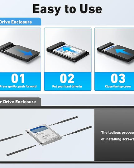 BENFEI 2.5 Inch SATA to USB Tool Free External Hard Drive Enclosure (6Gbps, Optimized for SSD, Support UASP SATA III)