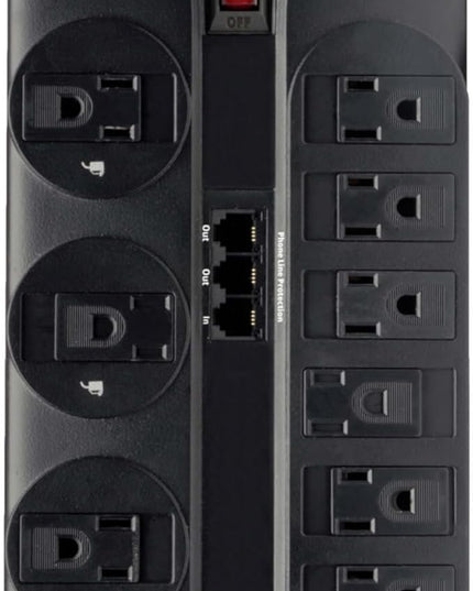 Eaton Tripp Lite TLP1208TEL Home Theater Surge Protector Power Strip, 12 Outlets, Flat Plug 8ft Extension Cord, 2160 Joules | RJ11 Port for Phone Land Line Protection