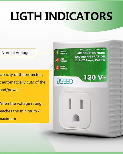 BSEED Surge Protector for Refrigerator, Wall Power Surge Protector Plug in for TV, Computer, Washing Machine, Freezer and Home Appliances, 120VAC, 20Amp, 2400Watts, 1 Pack