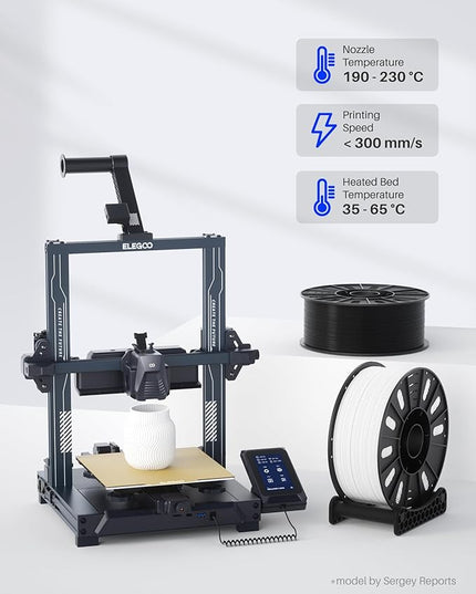 ELEGOO PLA Filament 1.75mm Black 3KG, 3D Printer Filament Dimensional Accuracy +/- 0.02mm, 3KG Large Spool(6.6lbs) Fits for Most FDM 3D Printers