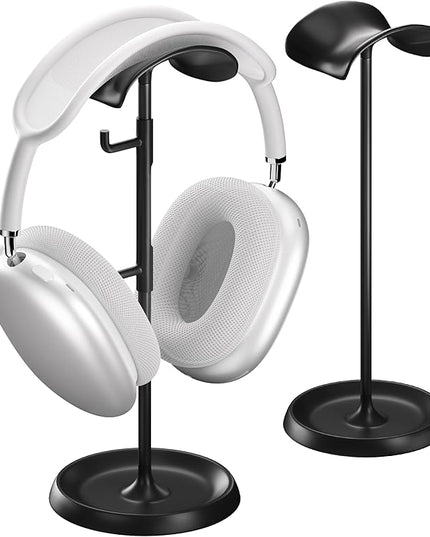 Headphone Stand for Desk, Headphone Holder with Cable Organizer Storage Tray Compatible for AirPods Max, Pro, Beats, Gaming Headset Stand. 【No Tools Required】 ME-2 (Black)