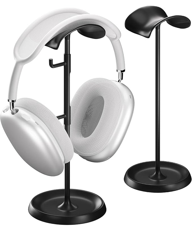 Headphone Stand for Desk, Headphone Holder with Cable Organizer Storage Tray Compatible for AirPods Max, Pro, Beats, Gaming Headset Stand. 【No Tools Required】 ME-2 (Black)