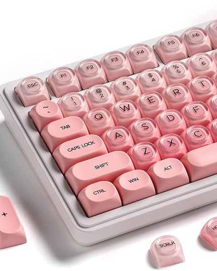 OHY PBT Keycaps, XVX Pink Jelly HOA Profile Key Cap, 132-Key Cute Custom Keycaps (for Mechanical Keyboards with Cherry/Gateron MX Switches)-Blush Pink