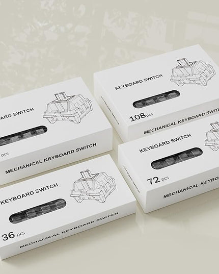 ZhouWang Crystal Yellow Switch 3 Pin 50gf Pre-Lubricated,Dustproof Linear Switch,Suitable for RGB,Mechanical Gaming Keyboards、MX Mechanical Keyboard(90PCS)