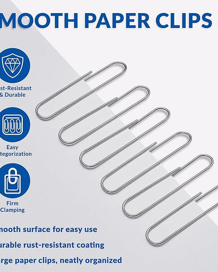 Jumbo Paper Clips, 2 Inch Paper Clip, 200 pcs Large Paperclips