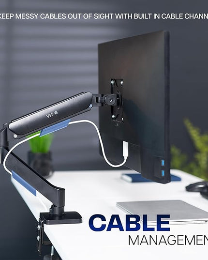 VIVO Single 17 to 32 inch Monitor Height Adjustable Counterbalance Mechanical Arm Desk Stand, Classic, Universal VESA Mount, STAND-V001O