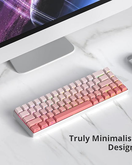 Cherry Profile Side Printed PBT Keycaps, 135 Key Minimalist Double Shot Shine Through Custom Keycap, Gradient Key Cap for Cherry MX Switches Mechanical Keyboard (Pink/Side Print)