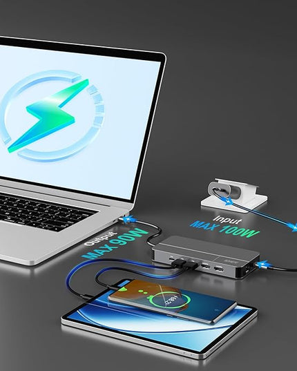 AUIMCE Mac Docking Station Dual Monitor 2 HDMI for MacOS and Windows Laptop Implement MST, Compatible MacBook Pro/Air M1/M2/M3/M4 Chips, Dual 4K Display for All USB C Computers