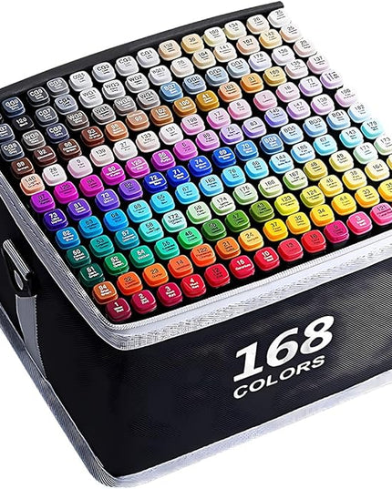 Alcohol Markers 168 Colors with Base Drawing Pen Dual Tip Art Markers for Sketch Anime Illustrations