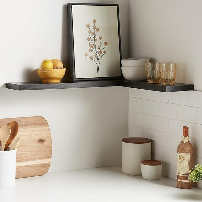 BAYKA Floating Shelves for Wall, 22.5 inches Black Wall Shelves for Bathroom, Bedroom, Living Room, Kitchen & Book, Hanging Display Decor Organizer Shelf with 22 lbs Capacity