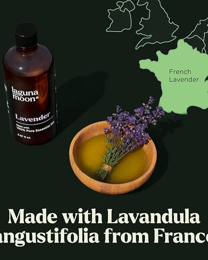 Lagunamoon Lavender Essential Oil - Pure Essential Oils for Diffusers, Humidifiers, Aromatherapy, Cars, Yoga, Home Essentials - Relaxing Fragrance Scents for Fresheners and Candle Making (150ml)