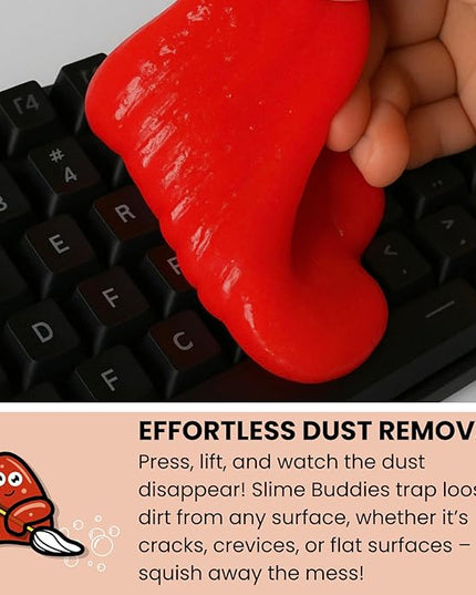 Slime Buddies Car Cleaning Gel Putty - Strawberry Scented Interior Detailing Tool for Cup Holders, Air Vents & Keyboard - Reusable Auto Detailing Accessories - Dust Remover Goop - Gifts for Men Women