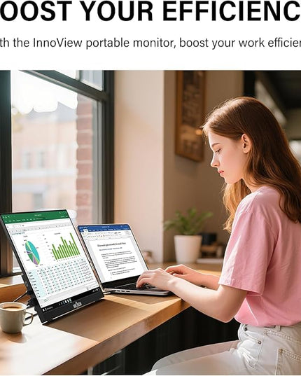 InnoView 16-inch 180Hz Portable Monitor FHD1920×1200 100% sRGB Laptop Screen Extender | 2 x Type-C & HDMI 16:10 Portable Monitor Compatible with 144hz/Macbook/Switch/PS5/Xbox