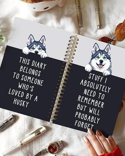 LIANGW Funny Husky Notebook Journal Gifts for Women & Men, Gifts for Husky Lovers Notebooks, Funny Gifts for Coworkers, Hardcover Spiral Notebook 5.5x8.3 Inch