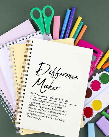 OXW Difference Maker Appreciation Gift, Meeting Notebook for Work, Thank You Gifts for Leader Mentor Manager Boss, Office Supplies Social Worker Notebook, White Hardcover Spiral Notebook 5.5 x 8.3