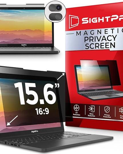 SightPro Magnetic Laptop Privacy Screen 15.6 Inch 16:9 - Removable Computer Privacy Filter Shield and Protector