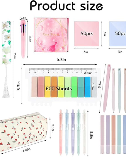 Lestp 24Pcs Bible Study Supplies Journal Kit Book Annotation Kit Aesthetic Pastel Highlights Pens Tabs Bookmarks Bags for Women Teens School Accessories Cute Colorful Bible Highlighters Pens No Bleed