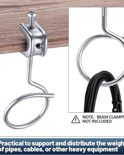 Yaocom 100 Pcs 1/4"-20 Machine Threaded Bridle Rings 2" Diameter Heavy Duty Bridle Wiring Rings Cable Hangers for Low Voltage Cable Pipe Management