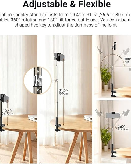 NEEWER Entry Level Version Phone Stand for Desk & Bed, 360° Adjustable Office Table Bedside Overhead Cell Phone Holder Mount Compatible with iPhone Samsung Android for Video Recording Filming, X6