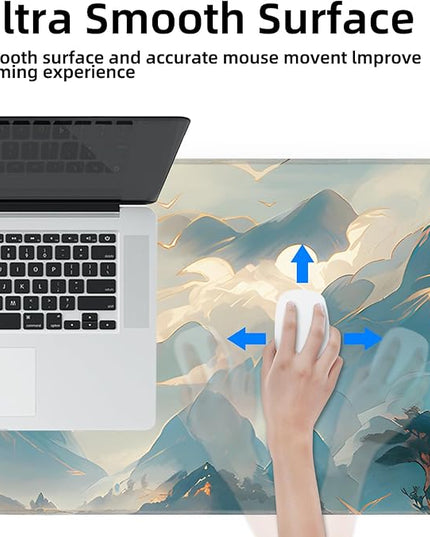 Galdas Gaming Mouse Pad XXL XL Large Long Extended Big Mousepad Non-Slip Rubber Keyboard Mouse Pad with Stitched Edges for Laptop Home Office (31.5x11.8x0.08 Inch) -Clouds