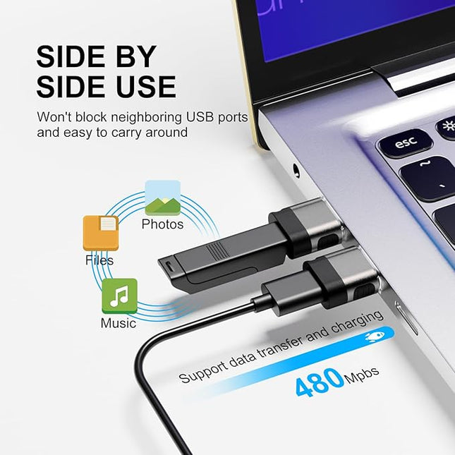 USB C Female to USB Male Adapter 6 Pack,USB to USBC Adapter,A to C Charger Converter,USB OTG Adaptor for iPhone 16 15 14,MacBook,Laptop,PC,Tablet,Phones(Grey)