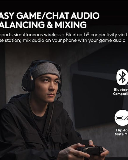 Logitech G Astro A50 X Multi-Platform Wireless Gaming Headset + Base Station for PS5/Xbox/PC: PLAYSYNC Video & Audio Switcher, HDMI 2.1 4K 120Hz VRR, <24bit/48kHz, 24hr Battery, 2.4GHz & BT - Black