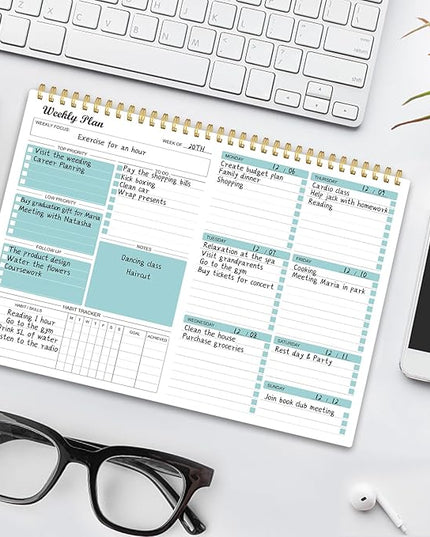 Weekly Planner Notepad Undated Weekly Goals Schedule Planner To Do List Notebook Planning Pad Calendars Organizers Habit Tracker Journal for Man & Women,52 Weeks (8.5x11")