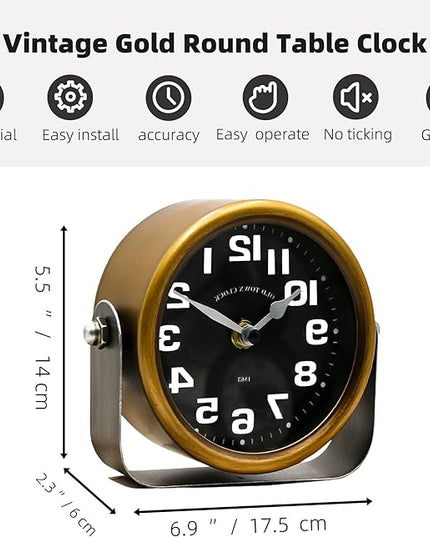 YOUKI Vintage Steampunk Desk Shelf Clocks,Mantle Clock,Decorative Battery Operated Table Top Clock,Quiet Non-Ticking,Small Clocks for Living Room,Bedroom,Office